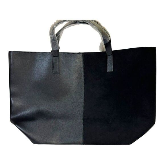 Donna KaranTwo Tone Black Tote Bag Purse Large NEW Dual Texture Design & Handles - Picture 4 of 10